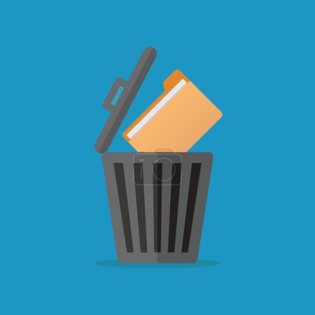 Delete file, file, trashcan, flat design vector illustration