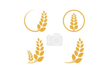 Téléchargez les illustrations : Wheat farming set logo vector design template collection - en licence libre de droit