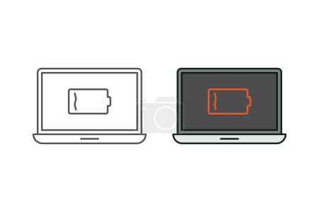 Illustration for Laptop and battery notification icon vector design - Royalty Free Image