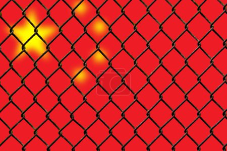 A steel mesh against the background of the flag China