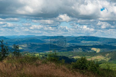 Photo for Moravskoslezske Beskydy mountains with highest Lysa hora hill from Javorske hill in Kysucke Beskydy mountains in Slovakia - Royalty Free Image