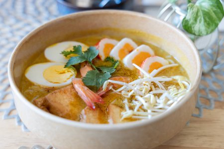 Famous Indonesian  seafood noodle Laksa 