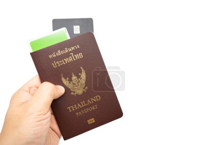 Photo for Thai Passport and IC card. vacation, planning budget. travel plan concept. clipping path. - Royalty Free Image