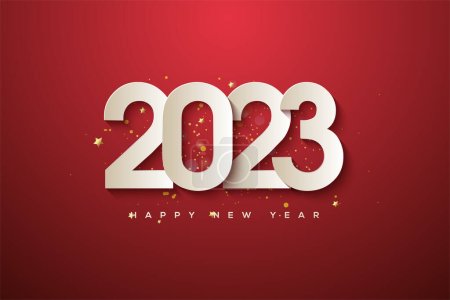 new year 2023 with paper cut illustration