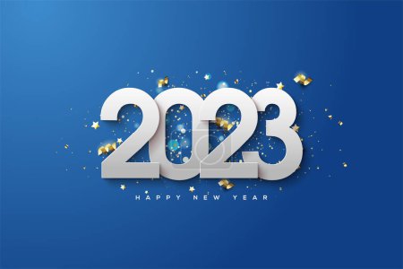 Photo for New year 2023 with white numbers on a blue background - Royalty Free Image