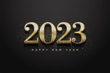 Photo for Happy new year 2023 with gold bold numbers - Royalty Free Image