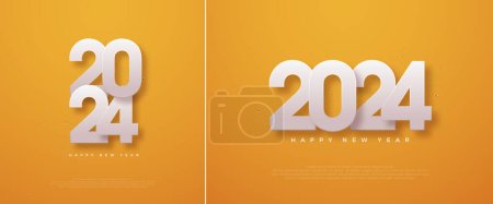 Photo for New Year 2024 even. With a white number in a fresh yellow background. Premium vector design for, posters, calendar, banners and greetings. - Royalty Free Image