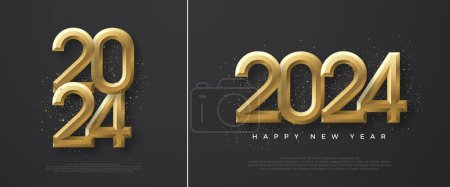 Photo for New Year 2024 Design. Vector Illustration Number 2024 with luxury gold colors glittering vector design for greetings and celebration of Happy New Year 2024. - Royalty Free Image