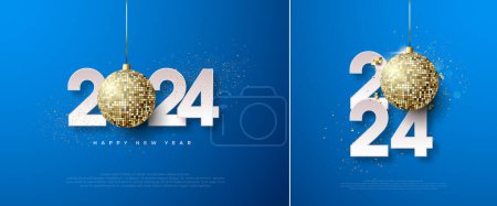 Photo for Happy New Year Vector Design. With the illustration of disco lights replacing zero. Premium vector design for greetings and celebration of Happy New Year 2024. - Royalty Free Image