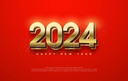 Photo for New Year 2024 Vector. Design with luxurious and shiny gold color. Premium vector design for greetings and celebration of Happy New Year 2024. - Royalty Free Image