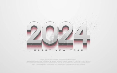 Illustration for 3D Number 2024 with Silver Metallic numbers. For the celebration of Happy New Year 2024. Premium Vector Design for Happy New Year 2024 greetings and celebrations. - Royalty Free Image