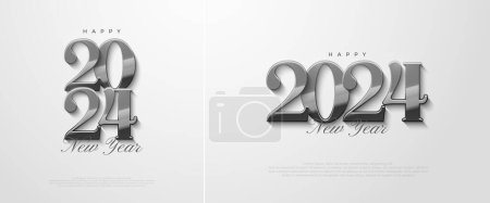 Happy New Year 2024 Vector, with a black classic number illustration. Premium vector design for posters, banners, calendar and greetings.