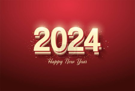 Illustration for 2024 new year celebration with illustrations of stacked numbers makes the numbers look real. vector premium design. - Royalty Free Image
