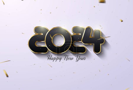 Illustration for Classic and luxury number for 2024 new year celebration. design premium vector. - Royalty Free Image
