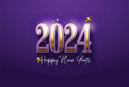 Ilustración de Número festivo muy elegante para la celebración de año nuevo 2024. diseño vector premium. - Imagen libre de derechos