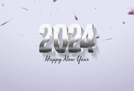 2024 Neujahrsfeier mit elegantem Farbkonzept. Design Premium-Vektor.