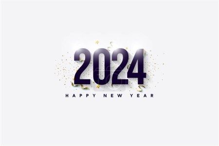 Ilustración de 2024 celebración del año nuevo con colorante simple y hermoso. diseño vector premium. - Imagen libre de derechos