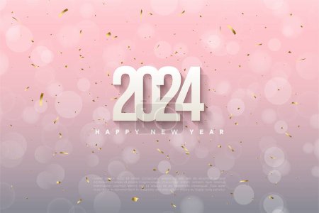 2024 Neujahrsfeier mit sehr schönem Hintergrundkonzept. Design Premium-Vektor.