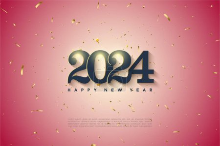 2024 celebración del año nuevo con números clásicos negros. diseño vector premium.
