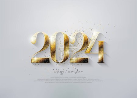 Illustration for Happy new year 2024 shiny with luxury gold numbers. - Royalty Free Image