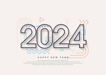 Ilustración de Feliz año nuevo 2024 número 3d en azul y amarillo - Imagen libre de derechos