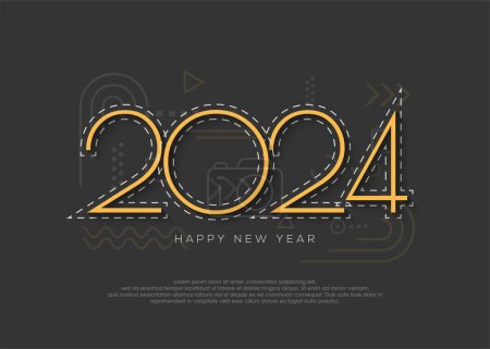 Illustration for Happy new year 2024 background, vector design banner poster with elegant luxury gold color. - Royalty Free Image