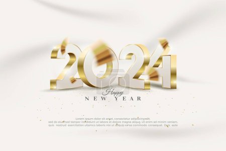 Photo for 3d 2024 number design with luxury golden color. For the celebration of happy new year 2024. Premium vector design for celebrations, invitations and greetings. - Royalty Free Image