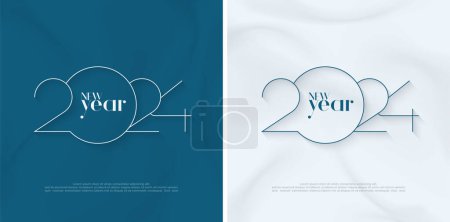 Luxuriöses und schlichtes Design mit der Nummer 2024 dünn in dunkelblau. Premium-Vektordesign für Grußbotschaften, Einladungen, Banner, Poster und mehr.