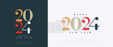 Photo for Happy new year 2024 design. With a colorful classic design theme. Premium design for calendar, banner and template or poster design. - Royalty Free Image