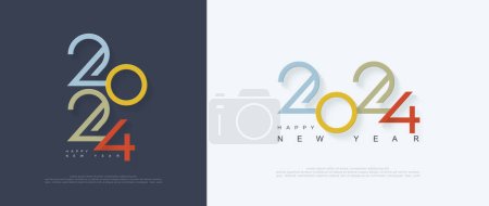 Photo for Happy new year 2024 design set. With colorful number on white background. Premium vector illustration for banner, poster, calendar and greeting happy new year 2024. - Royalty Free Image