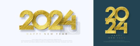 Photo for Happy new year 2024 design. With luxury gold numerals on a clean and elegant background. Premium vector design for poster, banner, greeting and new year 2024 celebration. - Royalty Free Image
