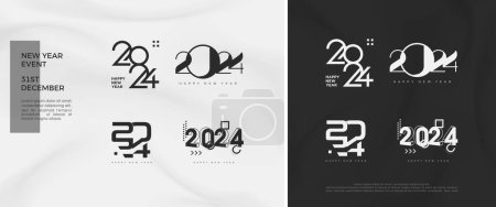 Photo for Set of new year 2024 vector numbers. Unique numbers and various shapes. Premium vector design for banners, posters, calendars and social media. - Royalty Free Image