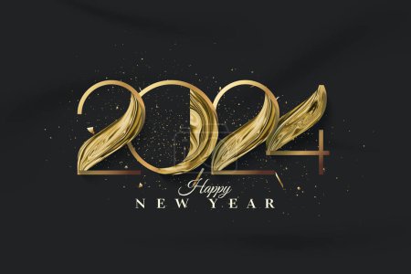 Photo for Happy new year celebration design. With shiny luxury gold 2024 number design. Premium vector design for happy new year 2024 celebration. - Royalty Free Image