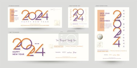 Photo for Happy new year 2024 banners, With soft colorful number illustrations. The latest premium design vector for happy new year 2024 celebration. - Royalty Free Image