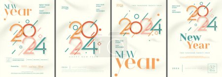 Illustration for New year colorful design. With modern numbers 2024 for happy new year 2024. Premium design for your, banner, poster, template and social media needs. - Royalty Free Image