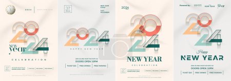Photo for Modern and colorful happy new year 2024 design. With unique and bright numbers. Premium design for, banner, poster, template and social media needs. - Royalty Free Image