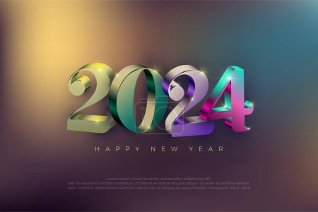 Photo for Colorful 2024 3d number design with bokeh background. Premium number vector design for happy new year 2024 celebration. - Royalty Free Image