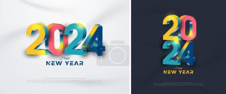 Photo for 3d colorful number design, Unique and modern new year concept. Premium number vector design for happy new year 2024 celebration. - Royalty Free Image