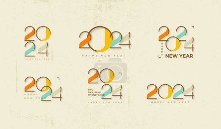 Photo for Collection of numbers 2024 for new year celebration. Unique and rare modern vector design. Unique premium vector with various shapes. - Royalty Free Image