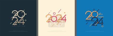 Photo for Set of happy new year vector backgrounds. Unique and charming happy new year illustration design for banner, flyer and poster. - Royalty Free Image