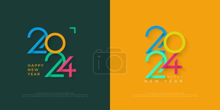 Photo for Classic retro happy new year 2024 with unique numbers. Premium vector background design for posters, banners, or calendar purposes. - Royalty Free Image