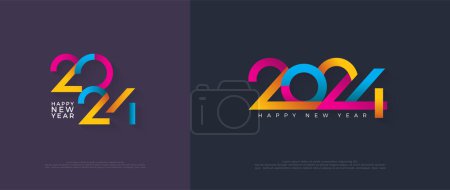 Photo for Happy new year 2024 colorful concept. The premium design is taken with a modern and elegant theme. Premium unique design with a luxurious feel. - Royalty Free Image