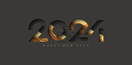 Happy new year 2024 number with pressed numbers. Premium happy new year 2024 vector design, clean and modern.