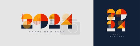 Photo for Premium vector number design 2024. Design to welcome the new year 2024. Full of color with a combination of retro classic and modern designs. - Royalty Free Image