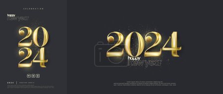 Photo for Happy new year 2024 elegant and luxurious. With luminous shiny luxury gold numbers. Design for posters, invitations, greetings and backgrounds. - Royalty Free Image