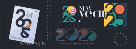 Happy new year 2025 design, With unique 2025 numbers set for greeting and celebration. Premium vector design for 2025 new year banner, poster, template.