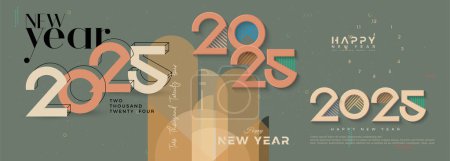 Retro classic background happy new year 2025 with classic shades of coloring. Premium vector design for 2025 new year banner, poster, template.