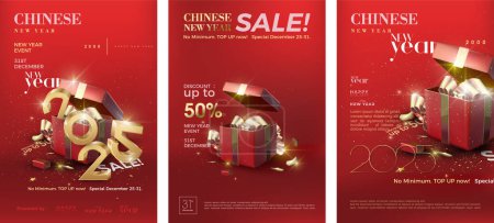 Happy chinese new year 2025 with red dragon illustration. Luxury design for poster on luxury red background. Premium design vector happy new year 2025.