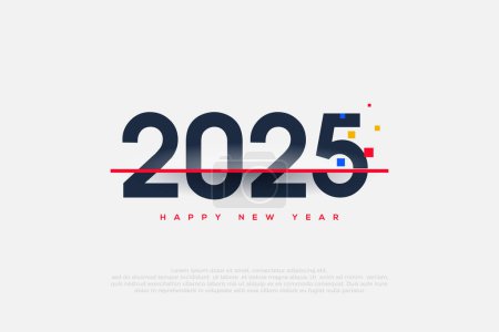 Happy new year 2025. With numbers cut by red lines, with square colorful splashes. Premium vector design for greeting and celebration of happy new year 2025.