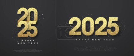 New year 2025 with luxury golden glitter numerals. Modern vector design. Premium vector design for greeting and celebration of happy new year 2025.